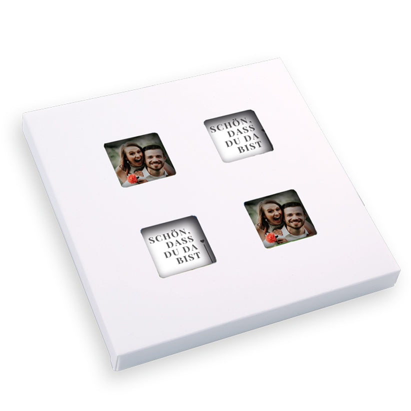 4 Fotokekse in edler quadratischer Geschenkbox (8 Stück)