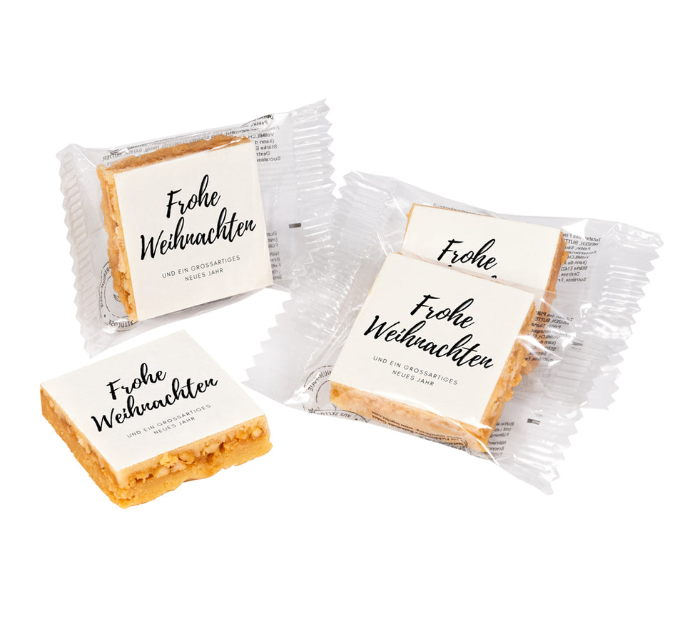 "Frohe Weihnachten"-  12 x Gourmet-Motivkekse in kompostierbarer Folie