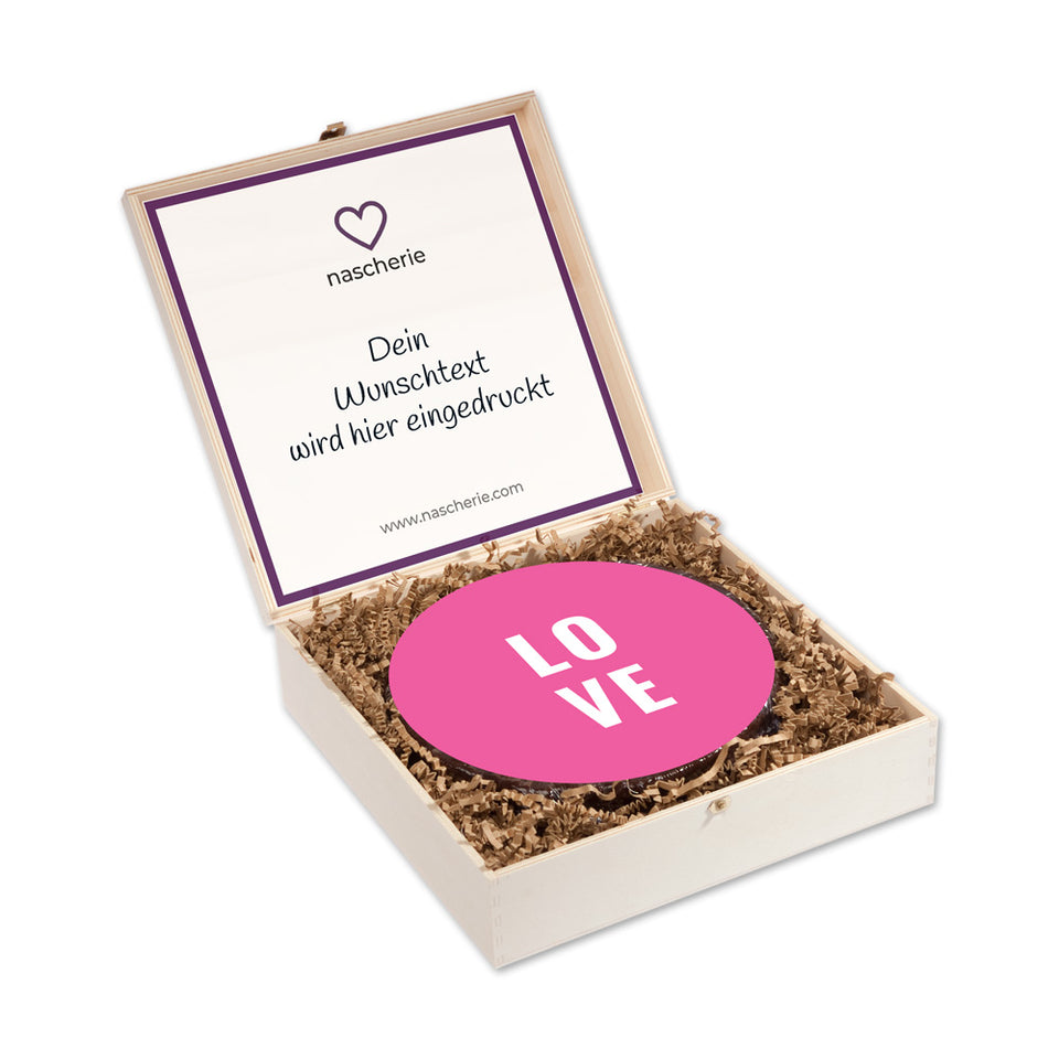 Motivtorte in edler Holzbox "LOVE"