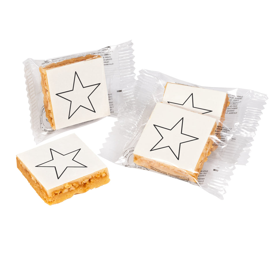 "Stern" -  12 x Gourmet-Motivkekse in kompostierbarer Folie